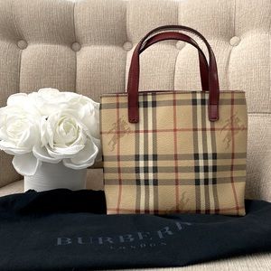 Burberry small leather checked tote bag
